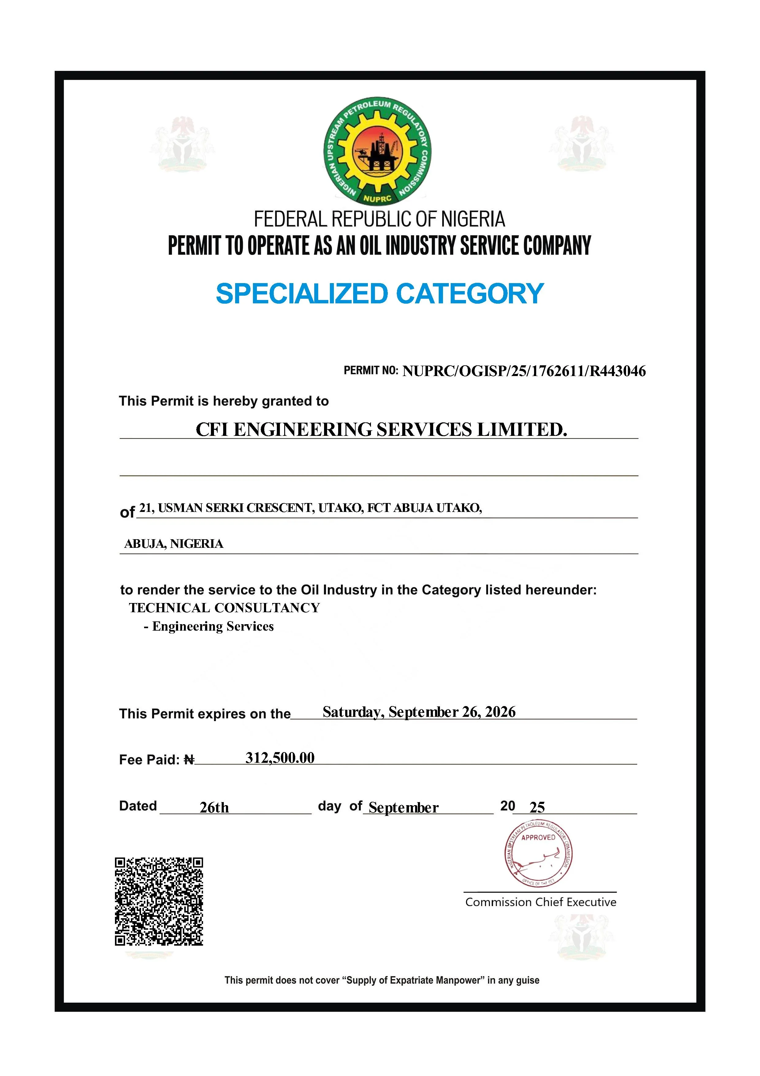 NUPRC Technical Consultancy Permit